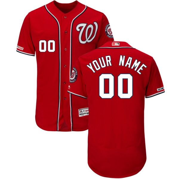 Washington Nationals Customized Majestic Red Alternate Collection Flex Base Custom Stitched Jersey - Zenithce