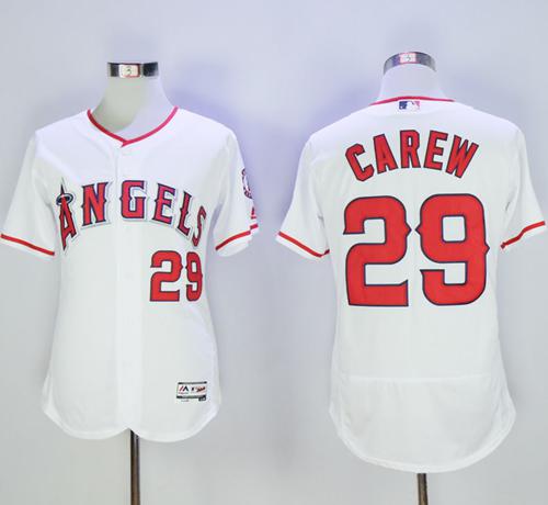 Angels Of Anaheim #29 Rod Carew White Flexbase Authentic Collection Stitched Jersey - Zenithce