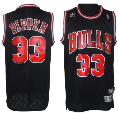 Chicago Bulls #33 Pippen Black With Bulls Swingman Throwback Jersey - Zenithce