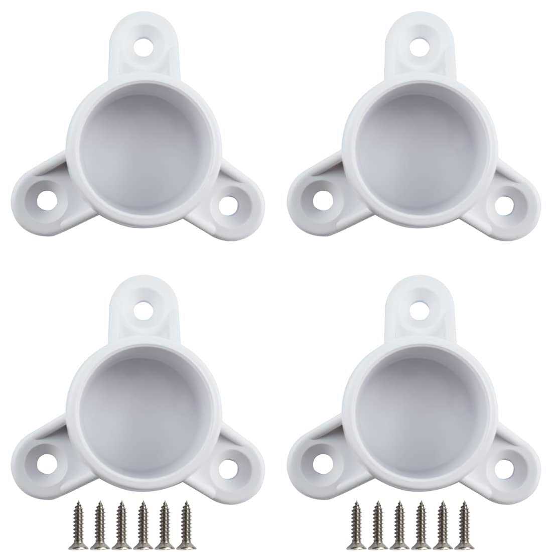 SDTC Tech 4-Pack PVC Table Leg Cap Fittings Furniture Grade Rod Holder with Mounting Screws for Making Storage Shelves - Zenithce