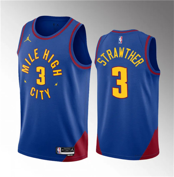Denver Nuggets #3 Julian Strawther Blue 2023 Draft Statement Edition Stitched Jersey - Zenithce