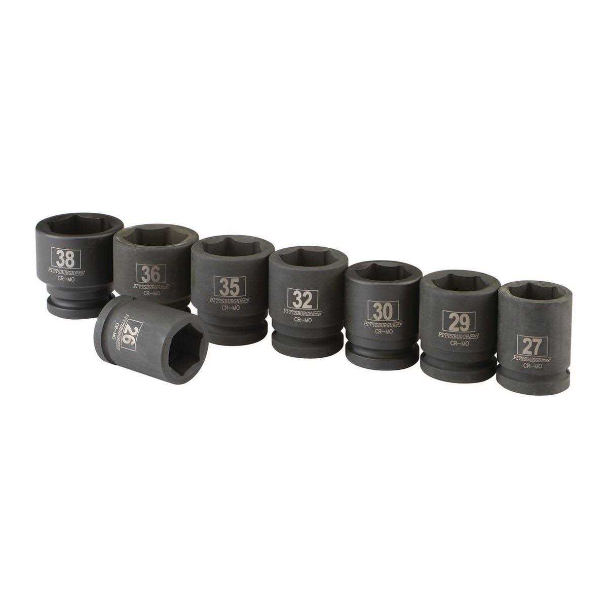 Pittsburgh Pro Pittsburgh 3/4 in. Drive Metric Impact Socket Set 8 pc - Zenithce