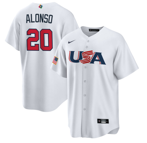 USA #20 Pete Alonso 2023 White World Classic Stitched Jersey - Zenithce