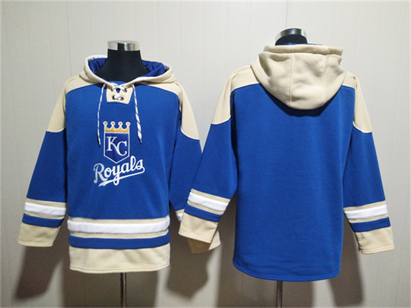 Kansas City Royals Blank Blue Ageless Must-Have Lace-Up Pullover Hoodie - Zenithce
