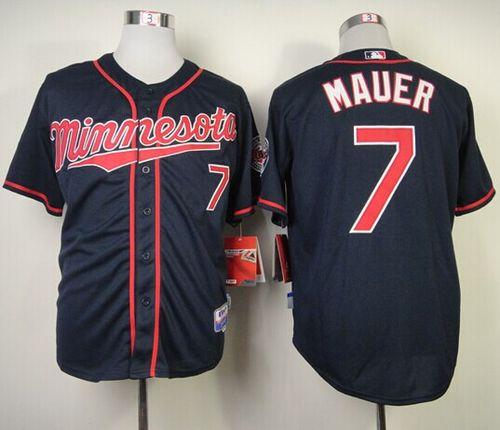 Twins #7 Joe Mauer Stitched Navy Blue Cool Base Jersey - Zenithce