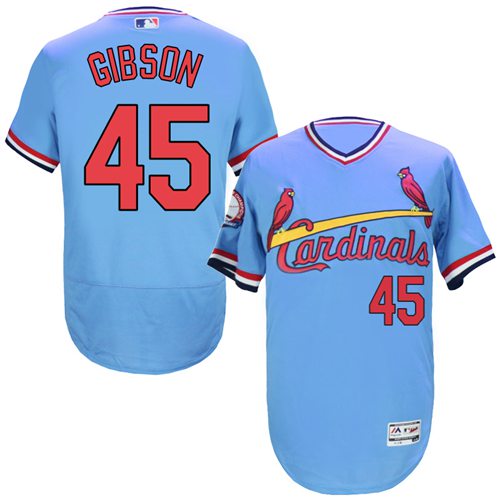 Cardinals #45 Bob Gibson Light Blue Flexbase Authentic Collection Cooperstown Stitched Jersey - Zenithce