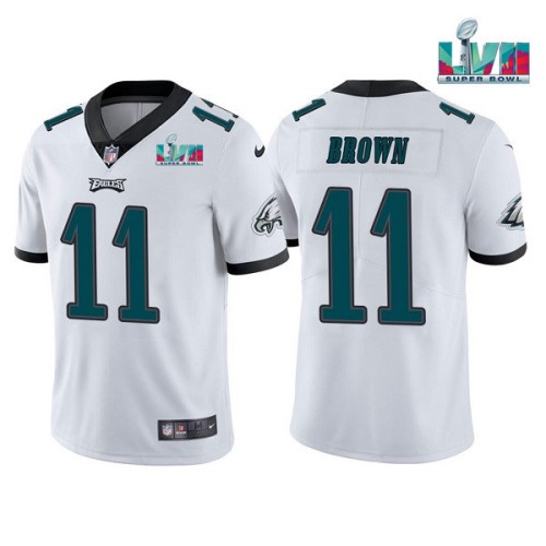 Philadelphia Eagles #11 A.J. Brown White Super Bowl LVII Patch Vapor Untouchable Limited Stitched Jersey - Zenithce
