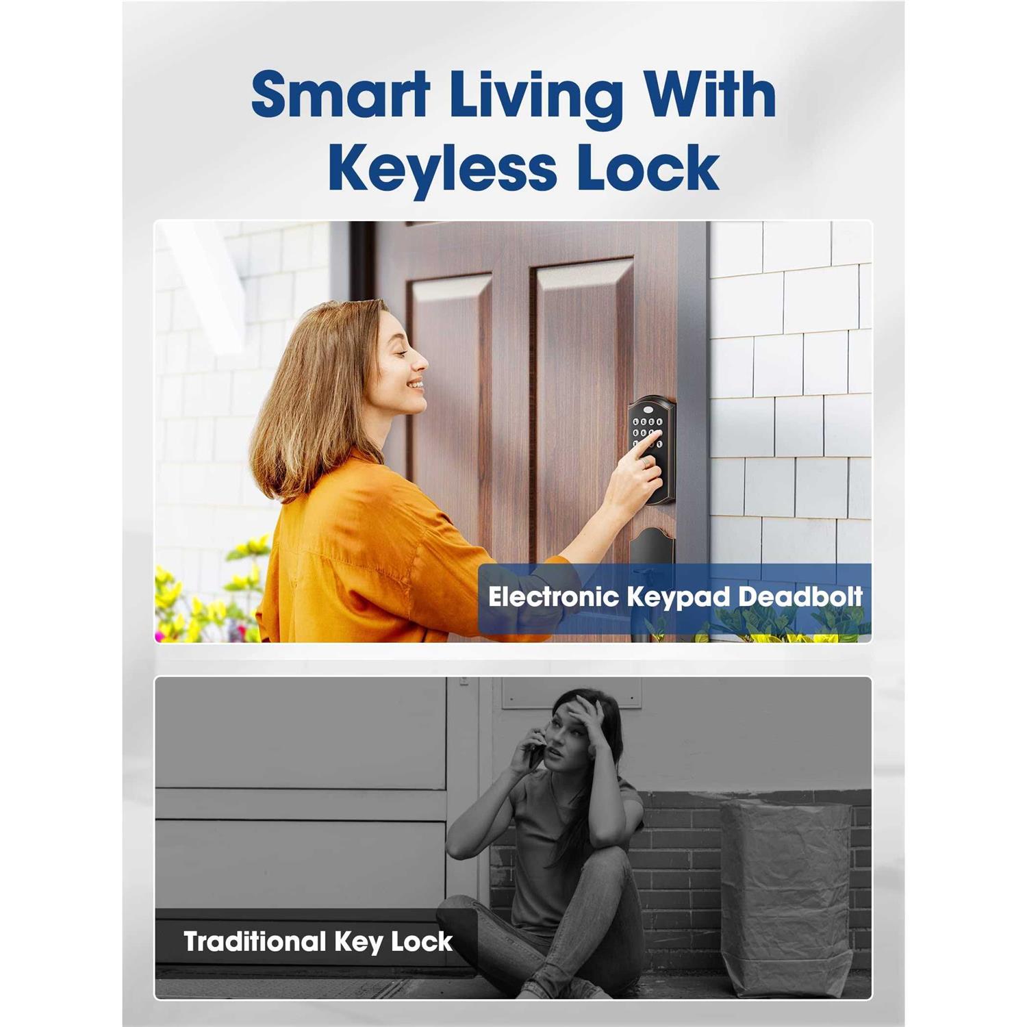Keyless Entry Door Lock Electronic Deadbolt Lock Auto Lock - Zenithce
