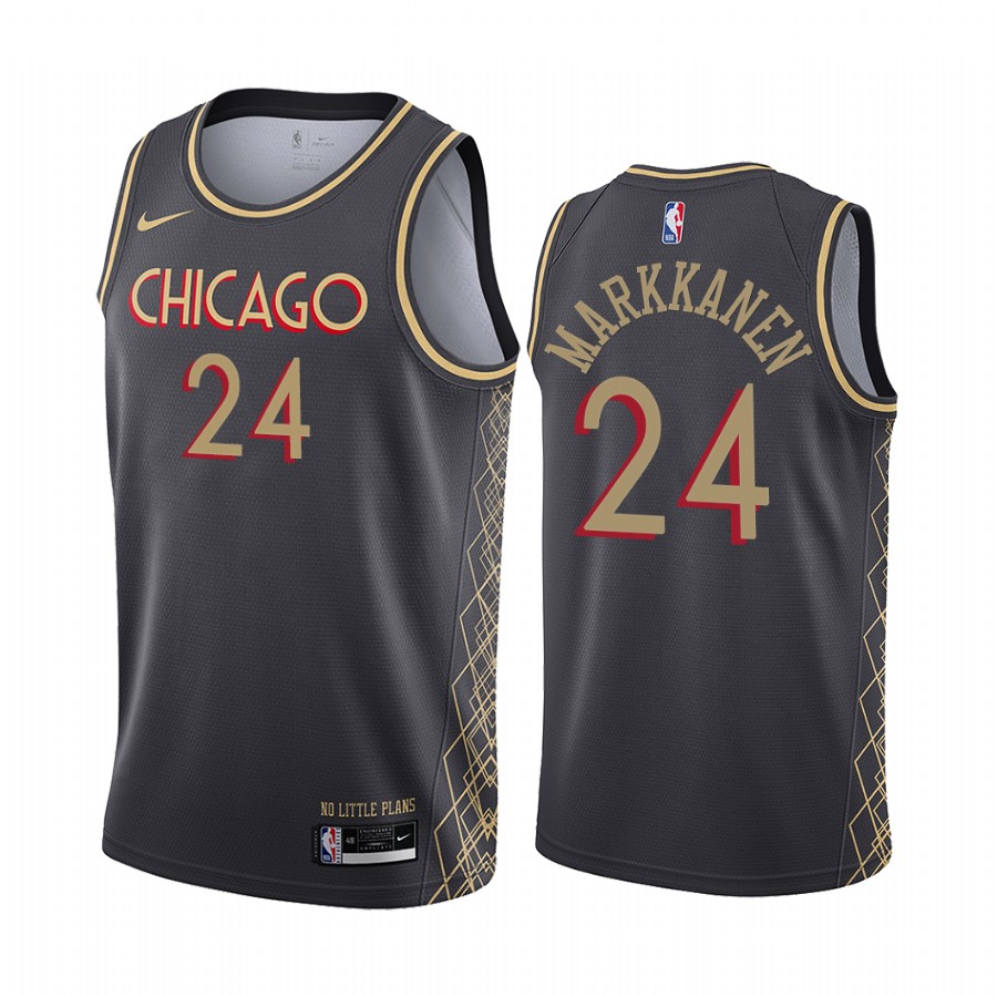 Bulls #24 Lauri Markkanen Black Swingman 2020-21 City Edition Jersey - Zenithce
