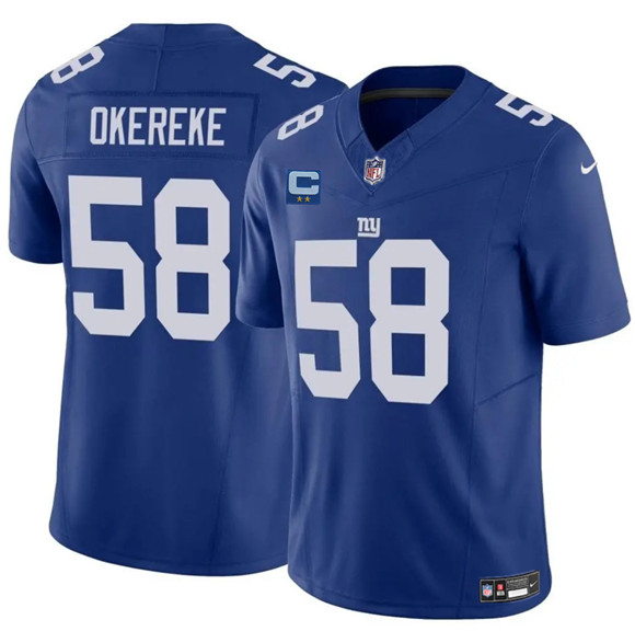 New York Giants #58 Bobby Okereke Blue 2025 F.U.S.E. With 2-Star C Patch Vapor Untouchable Limited Stitched Jersey - Zenithce