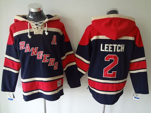 Rangers #2 Brian Leetch Navy Blue Sawyer Hooded Sweatshirt Stitched Jersey - Zenithce
