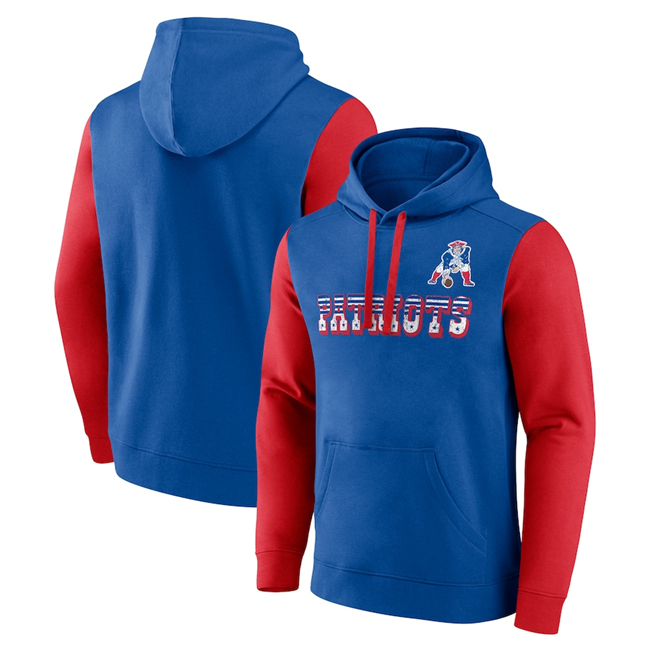 New England Patriots Blue Red Fleece Pullover Hoodie - Zenithce