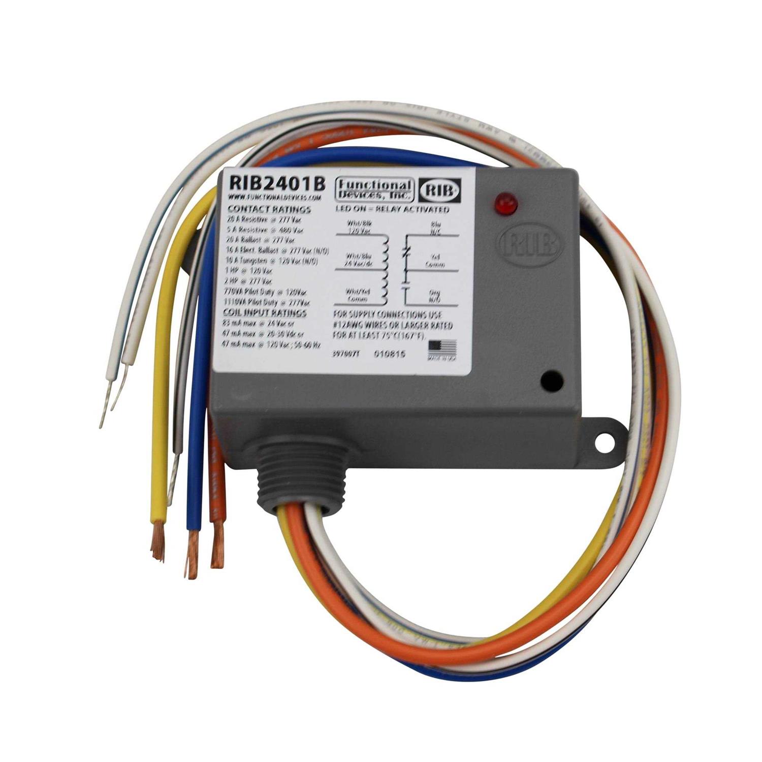 Functional Devices RIB01BDC Dry Contact Relay 20 Amp Spdt Class 2 Dry Contact Input - Zenithce