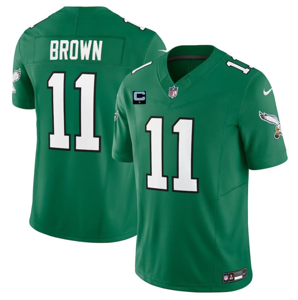 Philadelphia Eagles #11 A. J. Brown Green 2023 F.U.S.E. With 1-Star C Patch Vapor Untouchable Limited Stitched Jersey - Zenithce