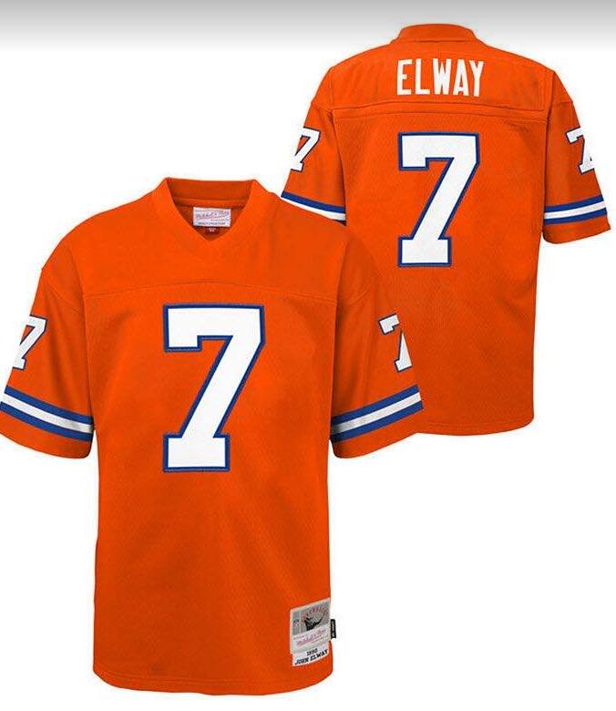 1990 Mitchell And Ness Orange Denver Broncos #7 John Elway Stitched Jersey - Zenithce