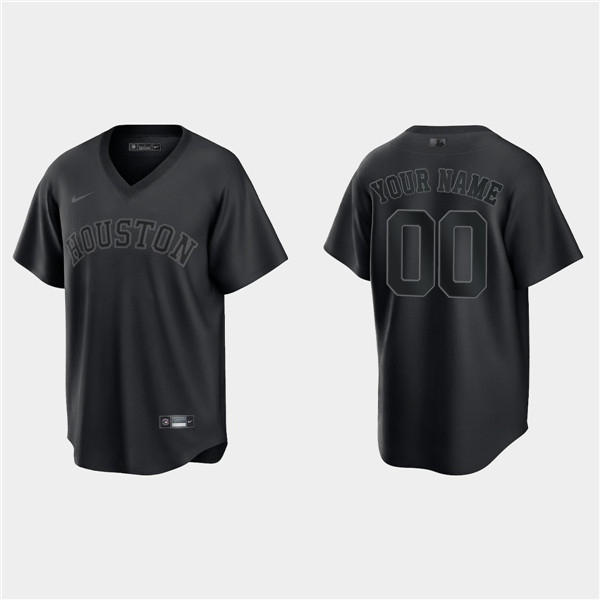 Houston Astros Customized Custom Black Pitch Black Fashion Replica Stitched Jersey - Zenithce
