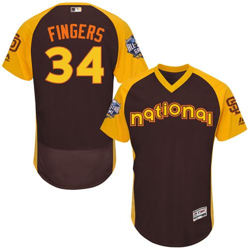 Padres #34 Rollie Fingers Brown Flexbase Authentic Collection 2016 All-Star National League Stitched Jersey - Zenithce