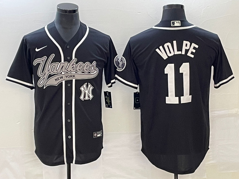 New York Yankees #11 Anthony Volpe Black With Patch Cool Base Stitched Jersey - Zenithce