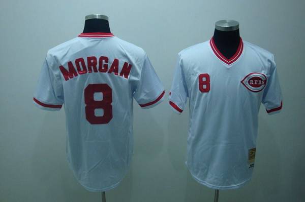 Mitchell And Ness Reds #8 Joe Morgan Stitched White Throwback Jersey - Zenithce