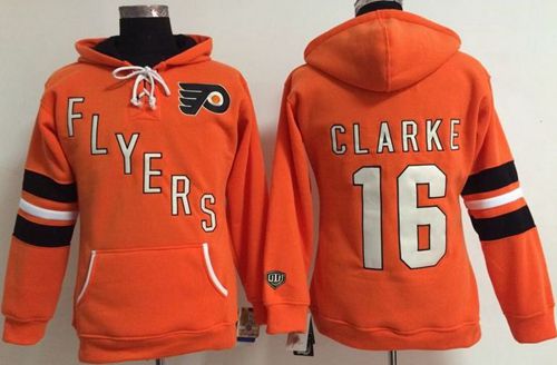 Philadelphia Flyers #16 Bobby Clarke Orange Women's Old Time Heidi NHL Hoodie - Zenithce