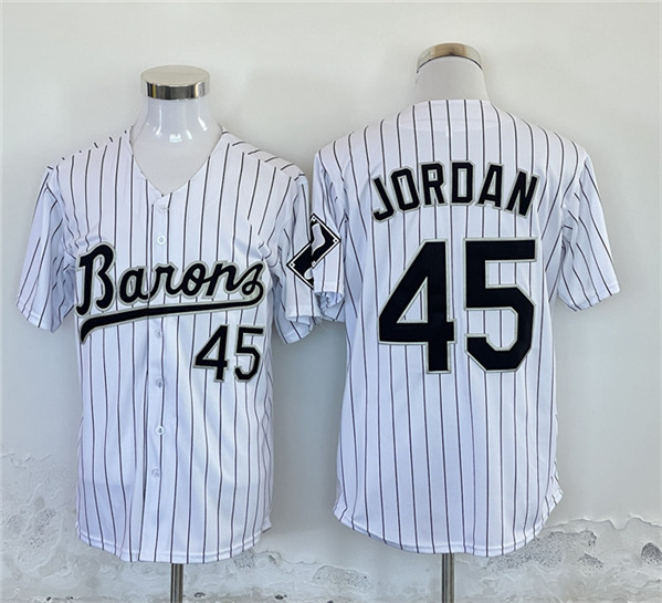 Birmingham Barons #45 Michael Jordan White Throwback Stitched Jersey - Zenithce