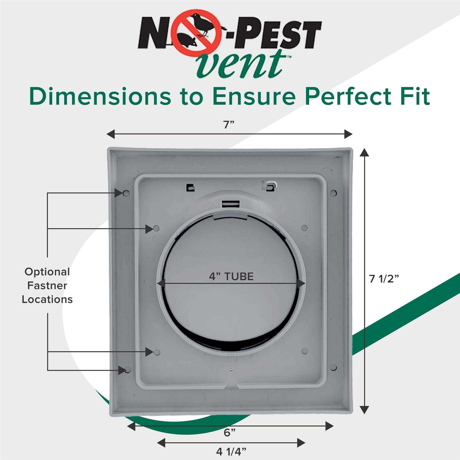 NO-PEST Vent Dual Door Dryer Vent Cover Outdoor 4 inch Made in USA w Highest UV Resistant Plastic in any Outdoor Vent Cover - Zenithce