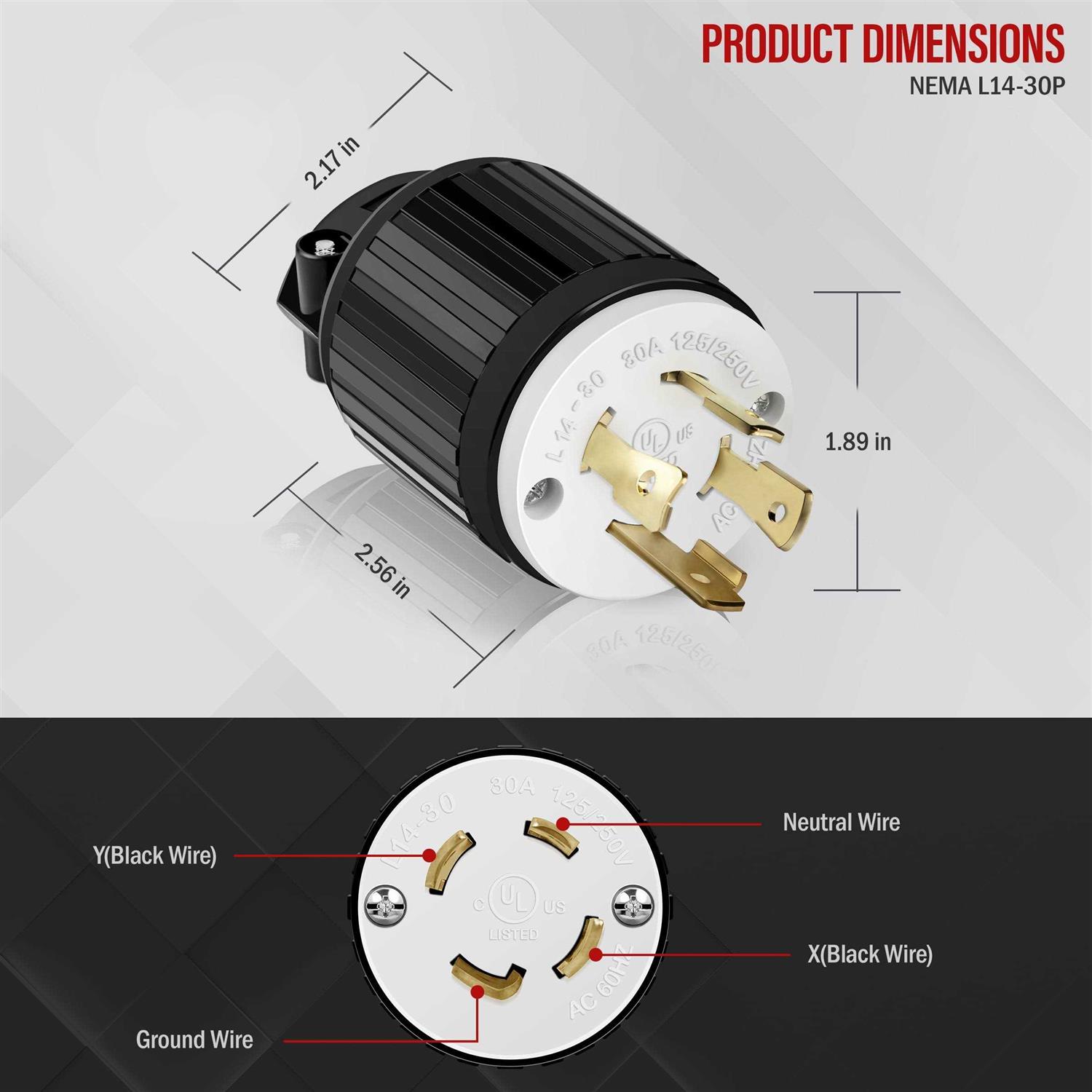 Enerlites 66421-BK Industrial Grade Locking Plug - Zenithce