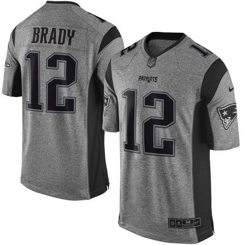 Patriots #12 Tom Brady Gray Stitched Limited Gridiron Gray Nike Jersey - Zenithce