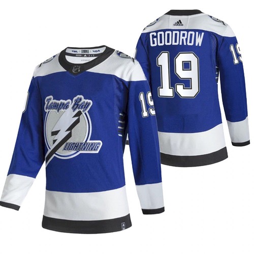 Tampa Bay Lightning #19 Barclay Goodrow 2021 Blue Reverse Retro Stitched Jersey - Zenithce