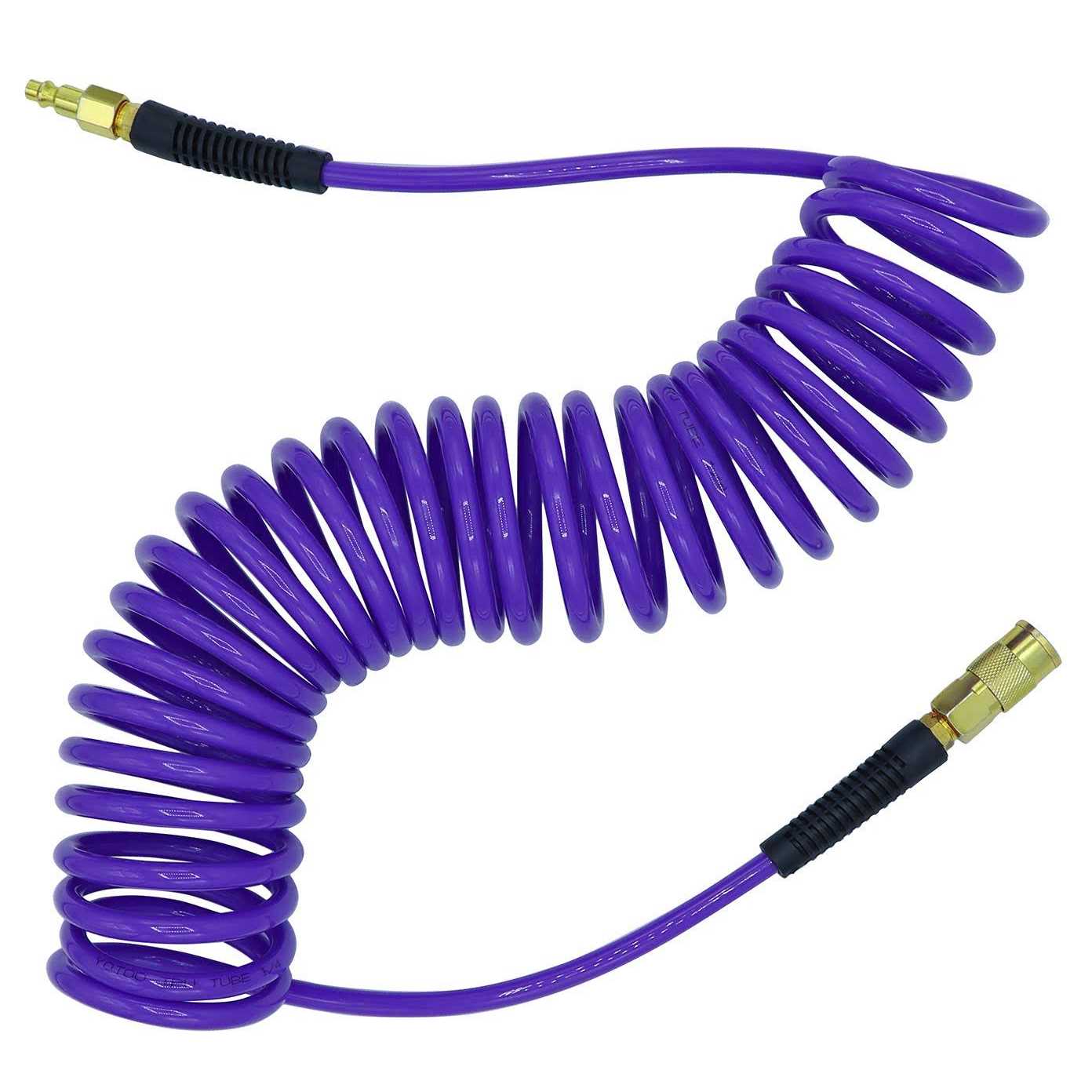 Yotoo Polyurethane Recoil Air Hose 1/4 Inner Diameter by 25′ Long with Bend Restrictor, 1/4 Industrial Quick Coupler and Plug - Zenithce