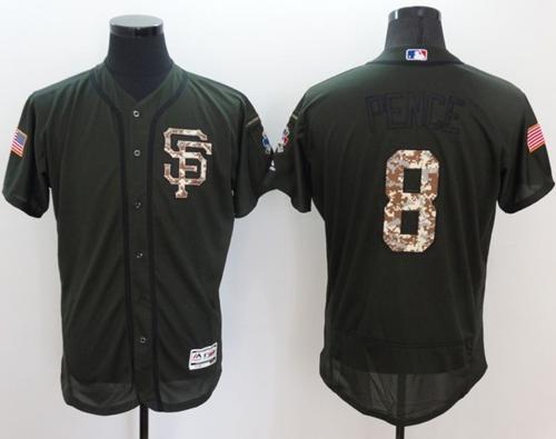 Giants #8 Hunter Pence Green Flexbase Authentic Collection Salute To Service Stitched Jerseys - Zenithce