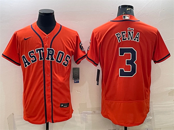 Houston Astros #3 Jeremy Pena Orange Flex Base Stitched Baseball Jersey - Zenithce