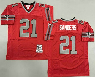 Atlanta Falcons #21 Deion Sanders Red Grey 1992 Throwback Jersey - Zenithce