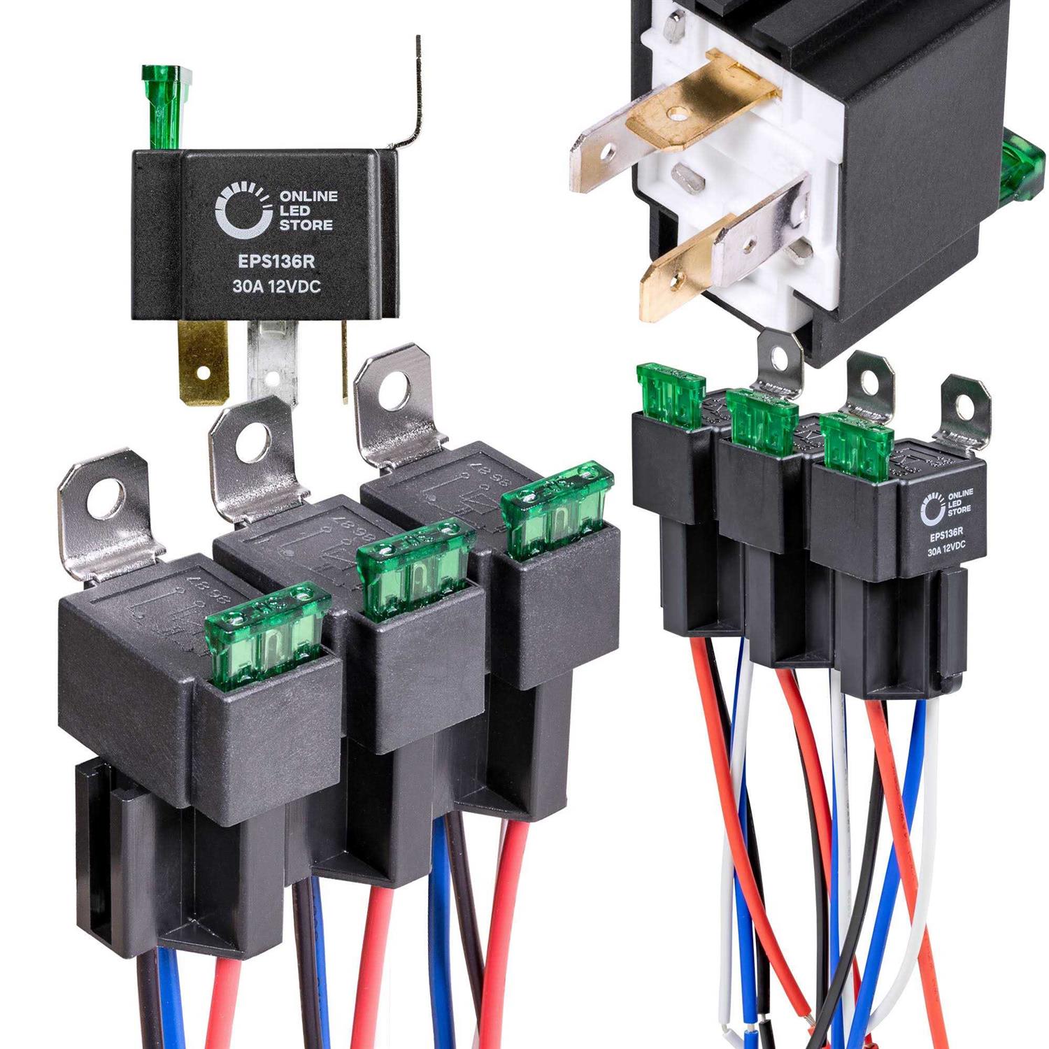 True Mods 12V Auto Waterproof Fuse Relay Box Block Kit w/ 12AWG + 16AWG Pre-Wired Harness Universal Relay - Zenithce