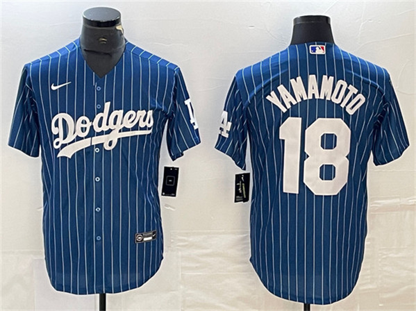 Los Angeles Dodgers #18 Yoshinobu Yamamoto Navy Cool Base With Patch Stitched Jersey - Zenithce