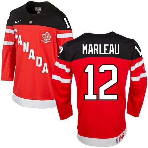 Olympic CA. #12 Patrick Marleau Red 100th Anniversary Stitched Jersey - Zenithce