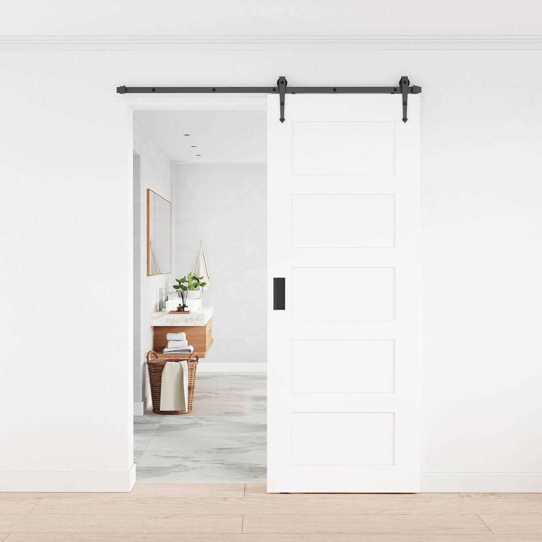 winsoon Black Heavy-Duty Steel Rolling Barn Door Hardware Kit for Single Wood Door with Non-Routed Floor Guide - Zenithce