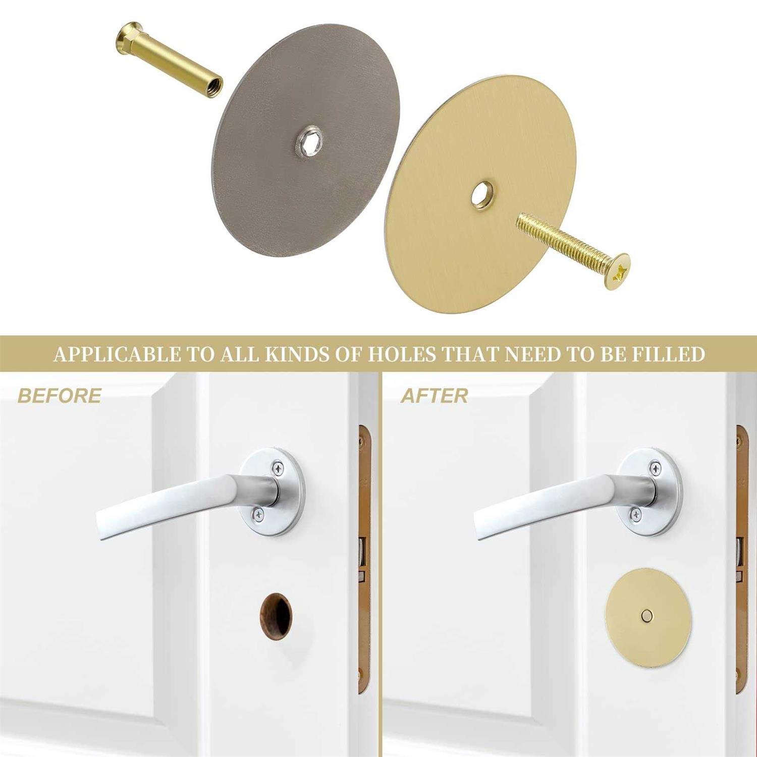 NAUBEA 1 Pack Door Knob Hole Cover Plate 2 5/8 diameter round deadbolt Cover Plate - Zenithce