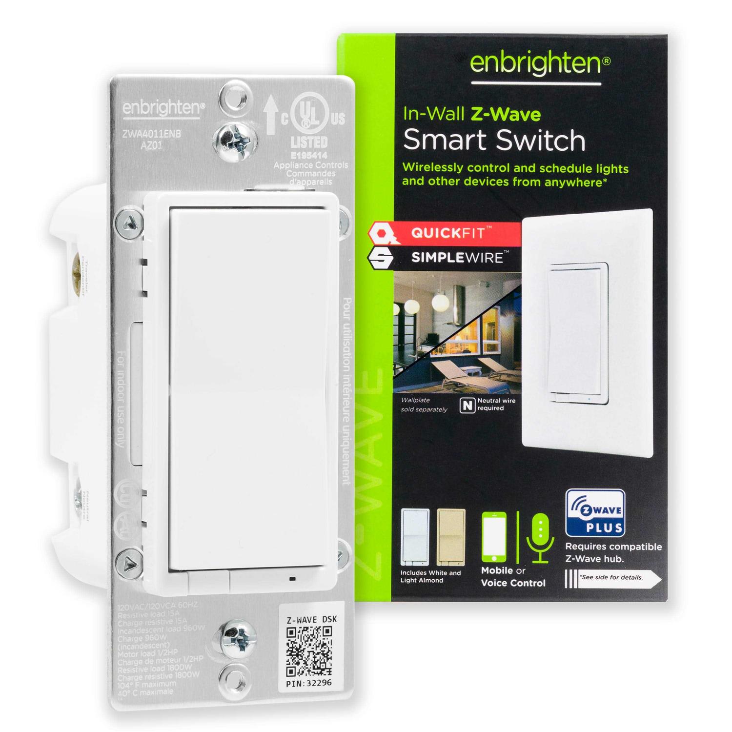 Enbrighten Z-Wave Plus Smart Light Dimmer with QuickFit And SimpleWire - Zenithce