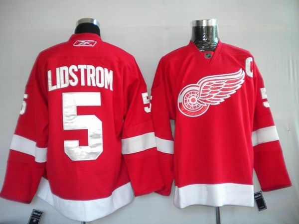 Red Wings #5 Nicklas Lidstrom Stitched Red Jersey - Zenithce