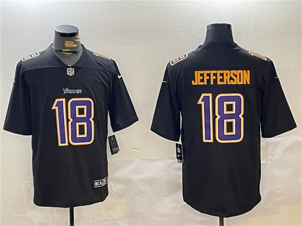 Minnesota Vikings #18 Justin Jefferson Black Vapor Untouchable Limited Stitched Jersey - Zenithce