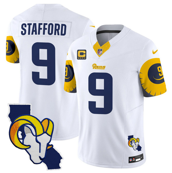 Los Angeles Rams #9 Matthew Stafford White 2025 4-Star C Patch F.U.S.E. V2 Limited Stitched Jersey - Zenithce