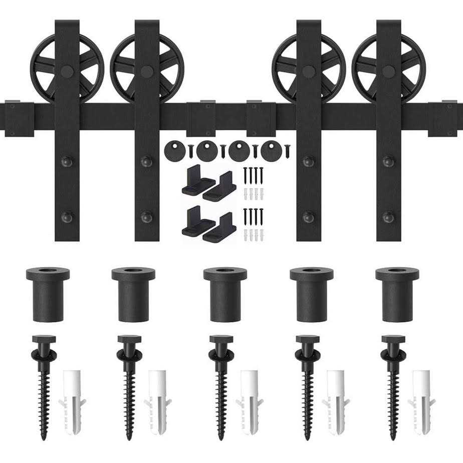 Sliding Standard Double Barn Door Hardware Kit Lazio Track Length - Zenithce