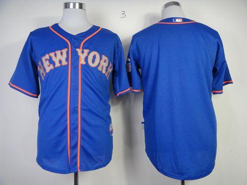 Mets Blank Blue Alternate Road Cool Base Stitched Jersey - Zenithce