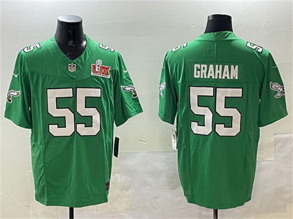 Philadelphia Eagles #55 Brandon Graham Green 2025 Super Bowl LIX Patch F.U.S.E. Throwback Vapor Untouchable Limited Stitched Jersey - Zenithce