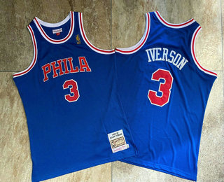 Philadelphia 76ers #3 Allen Iverson 1996-97 Blue Hardwood Classics Soul AU Throwback Jersey - Zenithce
