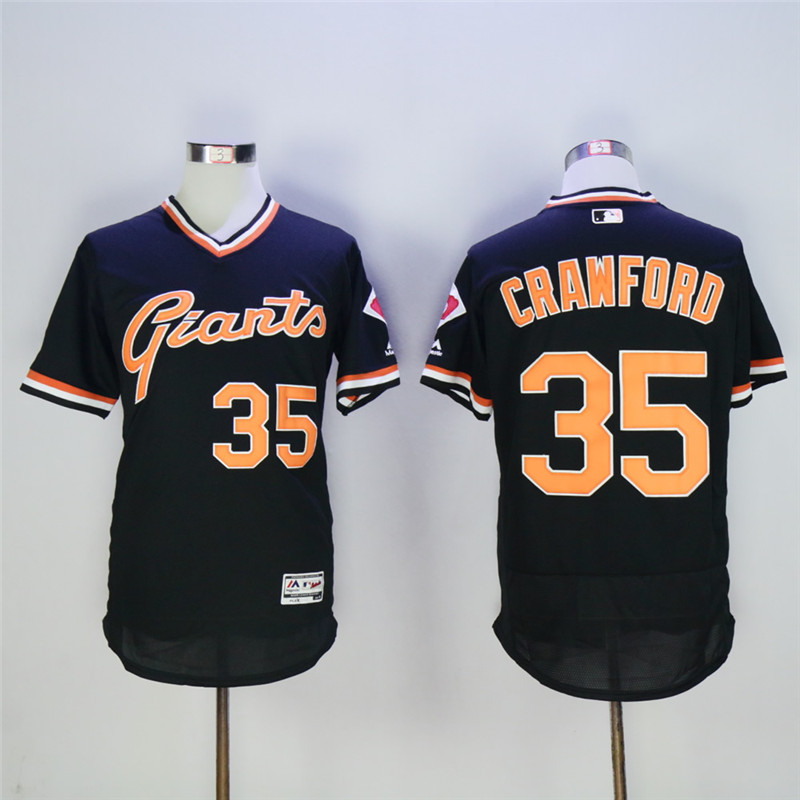 San Francisco Giants #35 Brandon Crawford Black Cool Base Cooperstown Collection Player Stitched Jersey - Zenithce