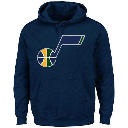 Utah Jazz Majestic Current Logo Tech Patch Navy Pullover Hoodie - Zenithce