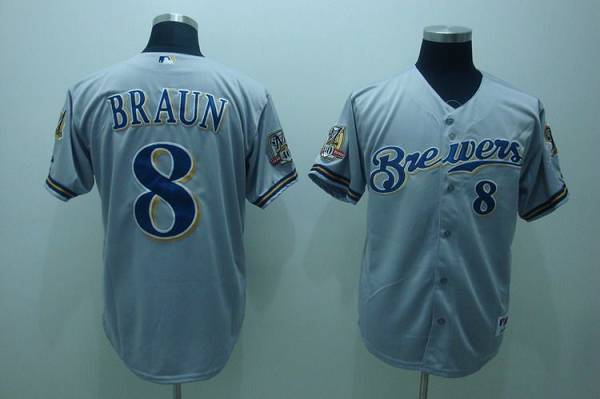 Brewers #8 Ryan Braun Stitched Grey Jersey - Zenithce