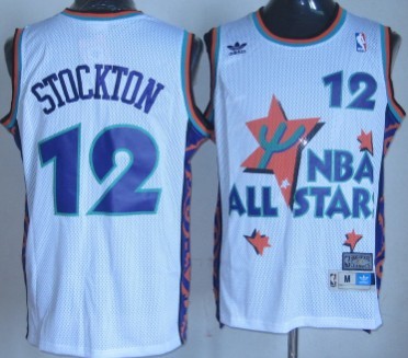 1995 All-Star #12 John Stockton White Swingman Throwback Jersey - Zenithce